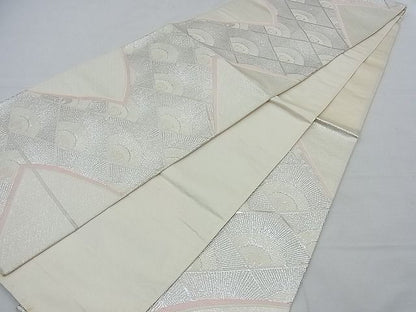 平和屋着物■六通柄袋帯 唐織 菱吉祥文 銀糸 逸品 n-ow0221
