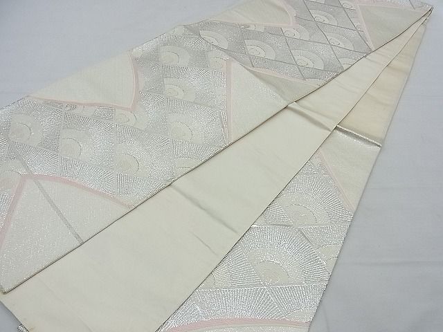 平和屋着物■六通柄袋帯 唐織 菱吉祥文 銀糸 逸品 n-ow0221