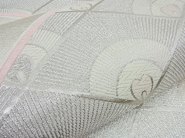 平和屋着物■六通柄袋帯 唐織 菱吉祥文 銀糸 逸品 n-ow0221