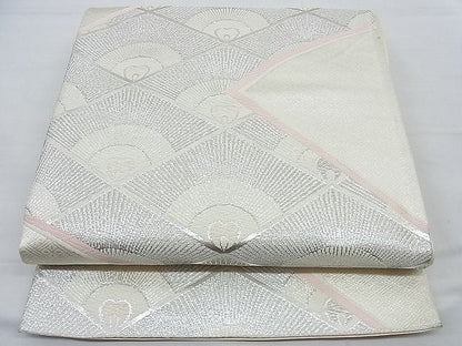 平和屋着物■六通柄袋帯 唐織 菱吉祥文 銀糸 逸品 n-ow0221