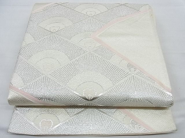 平和屋着物■六通柄袋帯 唐織 菱吉祥文 銀糸 逸品 n-ow0221