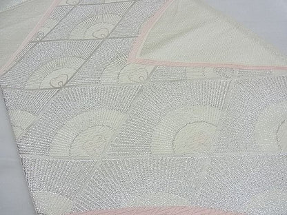 平和屋着物■六通柄袋帯 唐織 菱吉祥文 銀糸 逸品 n-ow0221