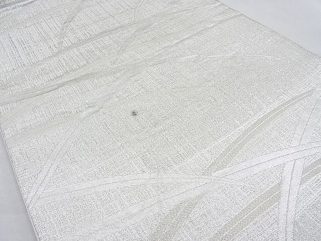 平和屋着物■六通柄袋帯 ふくれ織り 芝草文様 銀糸 逸品 n-ow0239