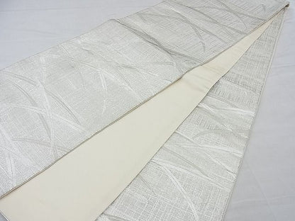 平和屋着物■六通柄袋帯 ふくれ織り 芝草文様 銀糸 逸品 n-ow0239
