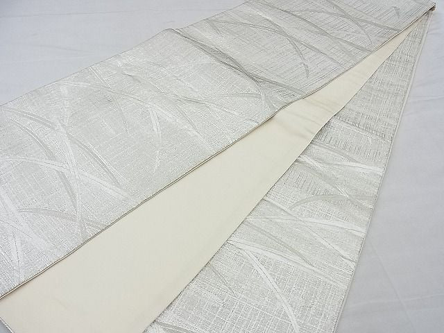 平和屋着物■六通柄袋帯 ふくれ織り 芝草文様 銀糸 逸品 n-ow0239