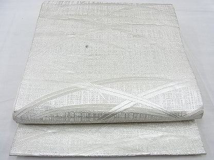 平和屋着物■六通柄袋帯 ふくれ織り 芝草文様 銀糸 逸品 n-ow0239