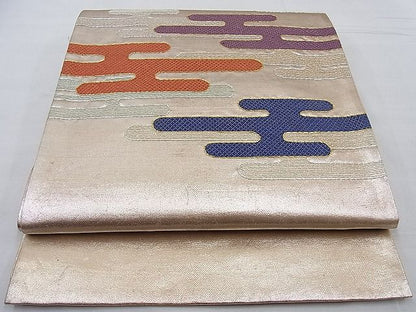 平和屋着物■袋帯 総刺繍 駒刺繍 エ霞文様 金銀糸 額縁仕立て 逸品 n-ow0240