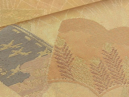 平和屋着物■六通柄京袋帯 冊子花鳥文 金糸 引箔 逸品 n-ea0576