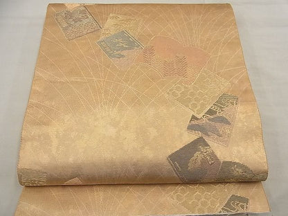 平和屋着物■六通柄京袋帯 冊子花鳥文 金糸 引箔 逸品 n-ea0576