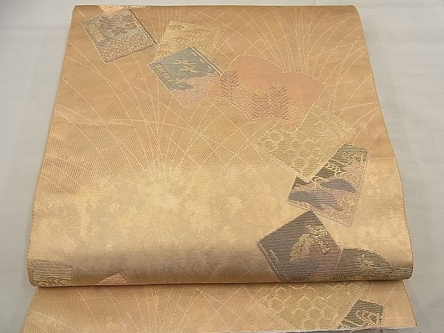 平和屋着物■六通柄京袋帯 冊子花鳥文 金糸 引箔 逸品 n-ea0576
