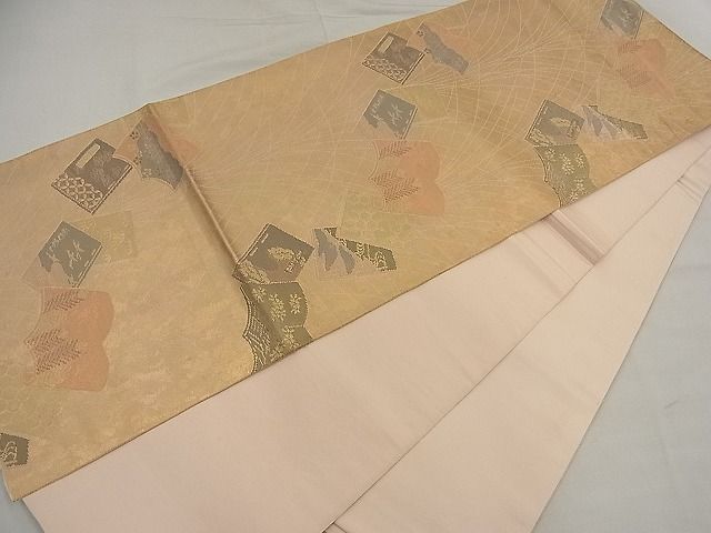 平和屋着物■六通柄京袋帯 冊子花鳥文 金糸 引箔 逸品 n-ea0576