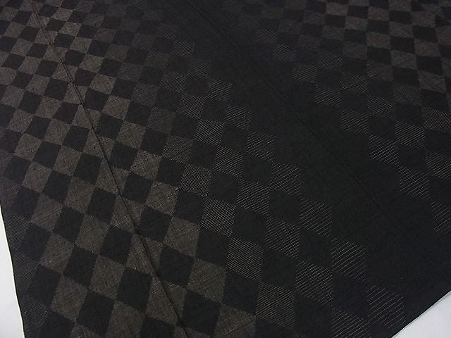 平和屋本店▽極上　本場結城玉紬　結城ちぢみ　単衣　結織苑　菱繋ぎ　証紙・保証書付き　逸品　未使用　3s30464
