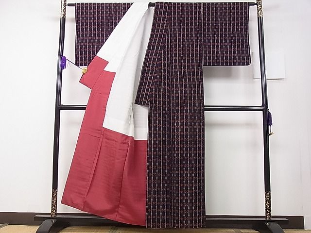 平和屋本店●希少 本場琉球 読谷山花織 紬地 証紙付き 綿 逸品 3s30493