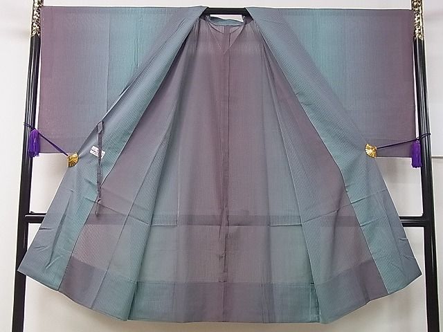 期間限定セール30%off■極上　スリーシーズン　春夏秋　塵除け　道中着　ロング丈　縞紋紗　暈し染め　やまと誂製　逸品　3s30499