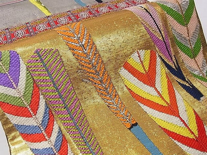 平和屋本店●最高級　龍村平蔵製　六通柄　本袋帯　唐織　大祝矢　黒地　金銀糸　逸品　3s30525
