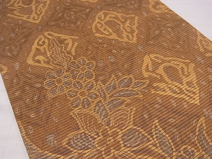 平和屋着物■六通柄袋帯 草花文 金糸 逸品 fb9771