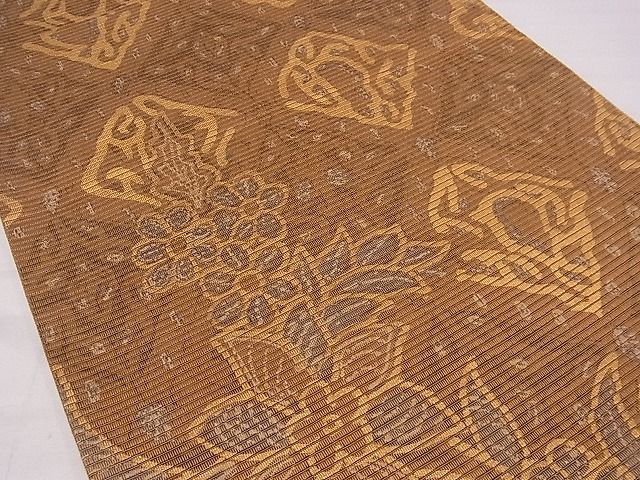 平和屋着物■六通柄袋帯 草花文 金糸 逸品 fb9771