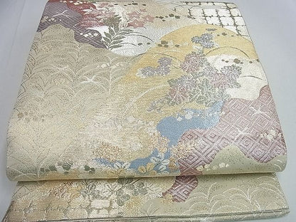 平和屋着物■六通柄袋帯 九百佐賀錦 光悦 風景吉祥花文 逸品 tw3965
