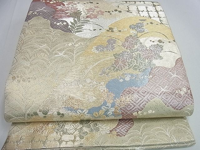 平和屋着物■六通柄袋帯 九百佐賀錦 光悦 風景吉祥花文 逸品 tw3965