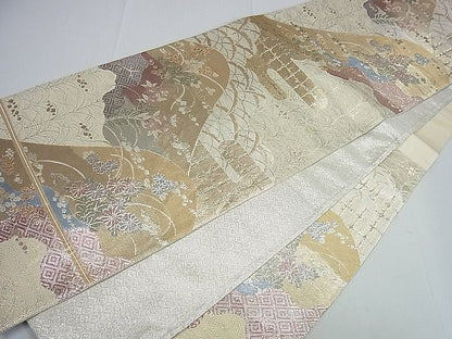 平和屋着物■六通柄袋帯 九百佐賀錦 光悦 風景吉祥花文 逸品 tw3965