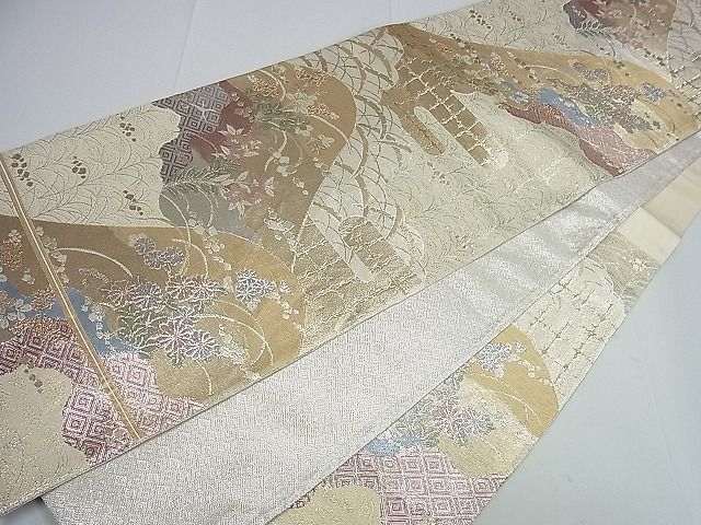 平和屋着物■六通柄袋帯 九百佐賀錦 光悦 風景吉祥花文 逸品 tw3965