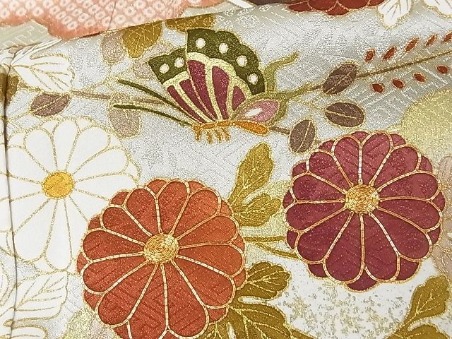 平和屋本店■極上 皇室献上作家　藤井寛 振袖 駒刺繍 風絵抄 金彩 反端付き 着丈169cm 裄丈70cm 正絹 逸品 未使用 3kk3420