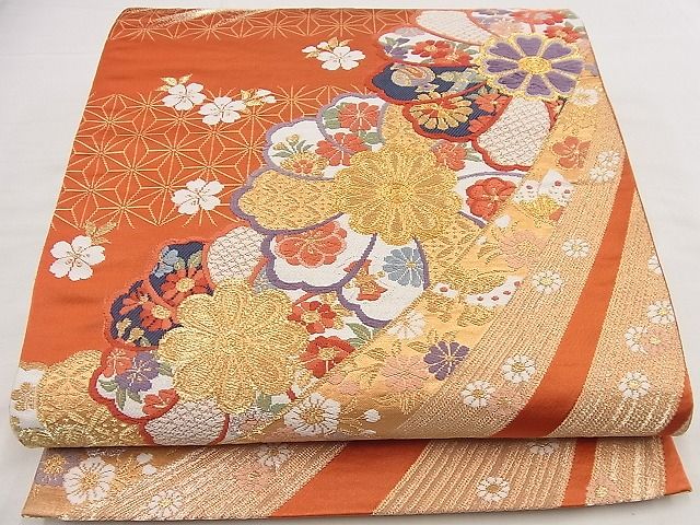 平和屋着物■六通柄袋帯 唐織 舞華吉祥文 金糸 逸品 n-wu0248