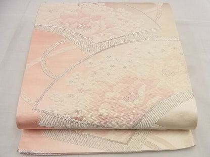 平和屋着物■六通柄袋帯 唐織 地紙重ね文 銀糸 逸品 n-wu0247