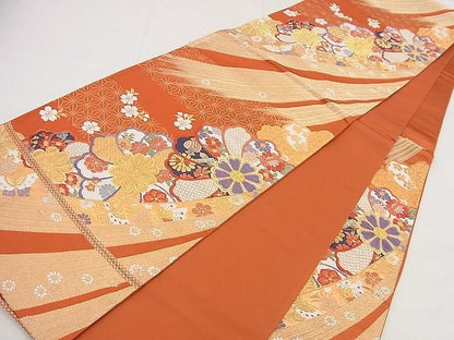 平和屋着物■六通柄袋帯 唐織 舞華吉祥文 金糸 逸品 n-wu0248