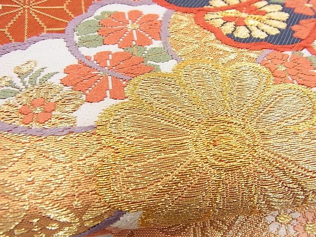 平和屋着物■六通柄袋帯 唐織 舞華吉祥文 金糸 逸品 n-wu0248