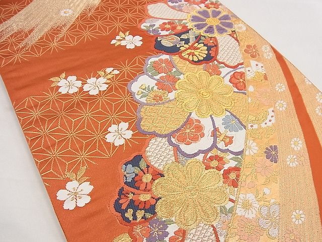 平和屋着物■六通柄袋帯 唐織 舞華吉祥文 金糸 逸品 n-wu0248