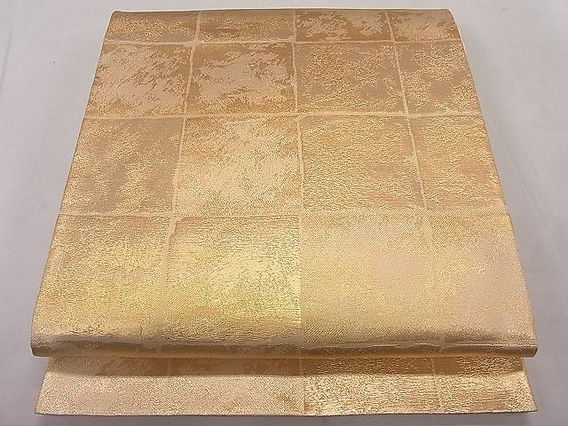 平和屋着物■六通柄袋帯 格子柄 金銀糸 逸品 ut5819