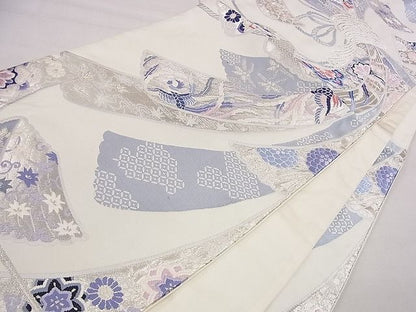 平和屋着物■六通柄袋帯 唐織 吉祥熨斗文 銀糸 逸品 eg0758