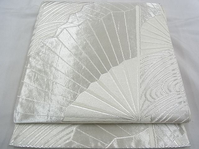 平和屋着物■六通柄袋帯 唐織 扇面流し 銀糸 逸品 n-ct0036