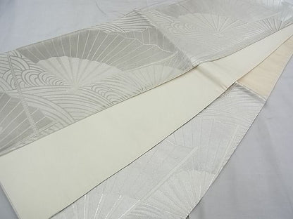 平和屋着物■六通柄袋帯 唐織 扇面流し 銀糸 逸品 n-ct0036