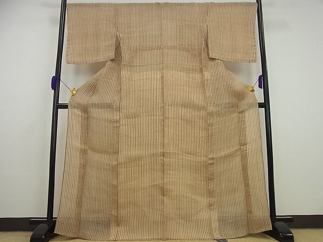 平和屋本店＊極上 夏物 芭蕉布 青山みとも 縞 手積み芭蕉糸100% 逸品3s5259