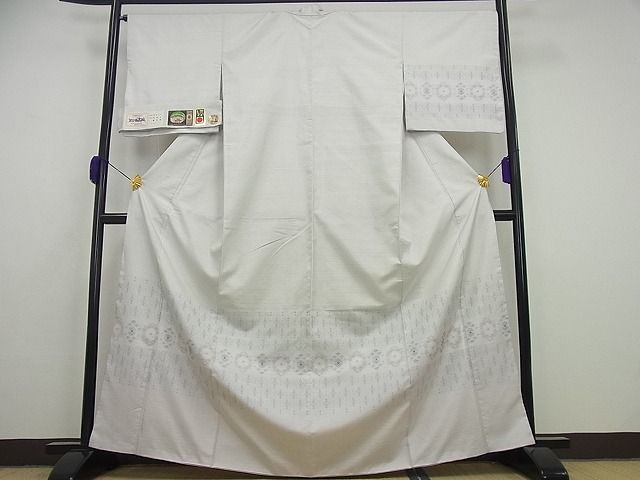 平和屋本店●超希少 本場琉球 読谷山花織 訪問着 紬地 松田洋子作 証紙付き 逸品3s5260
