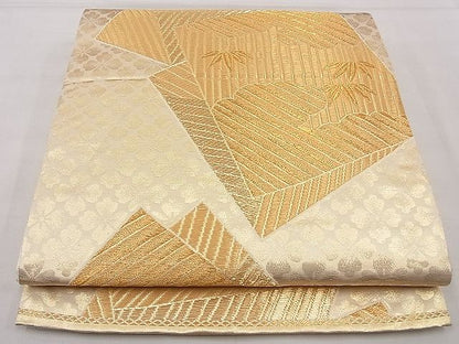 平和屋着物■六通柄袋帯 色紙重ね笹竹文 金糸 逸品 n-yt0157