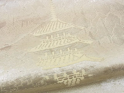 平和屋着物■六通柄袋帯 京洛百景東寺 銀糸 逸品 n-up0583