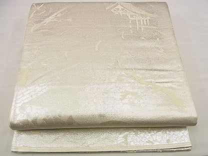 平和屋着物■六通柄袋帯 京洛百景東寺 銀糸 逸品 n-up0583