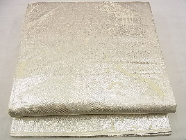 平和屋着物■六通柄袋帯 京洛百景東寺 銀糸 逸品 n-up0583