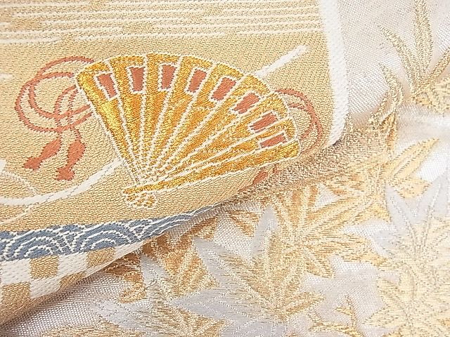平和屋着物■六通柄袋帯　唐織　色紙重ね鳳凰文　逸品　kb2423