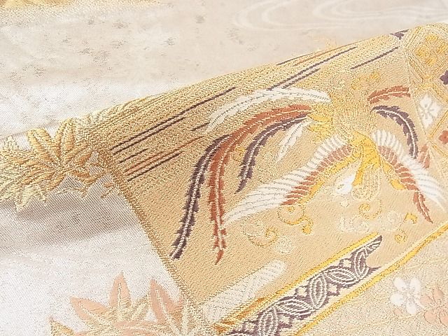 平和屋着物■六通柄袋帯　唐織　色紙重ね鳳凰文　逸品　kb2423