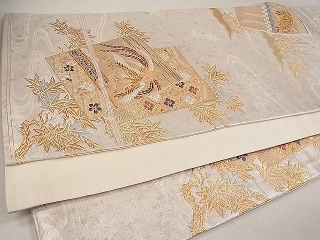 平和屋着物■六通柄袋帯　唐織　色紙重ね鳳凰文　逸品　kb2423