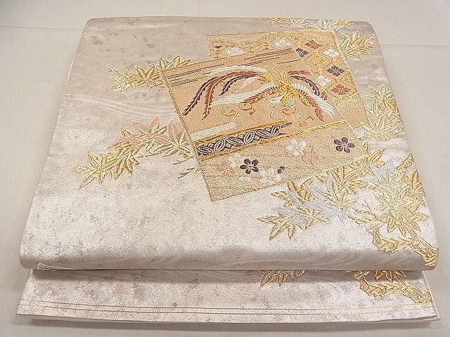 平和屋着物■六通柄袋帯　唐織　色紙重ね鳳凰文　逸品　kb2423