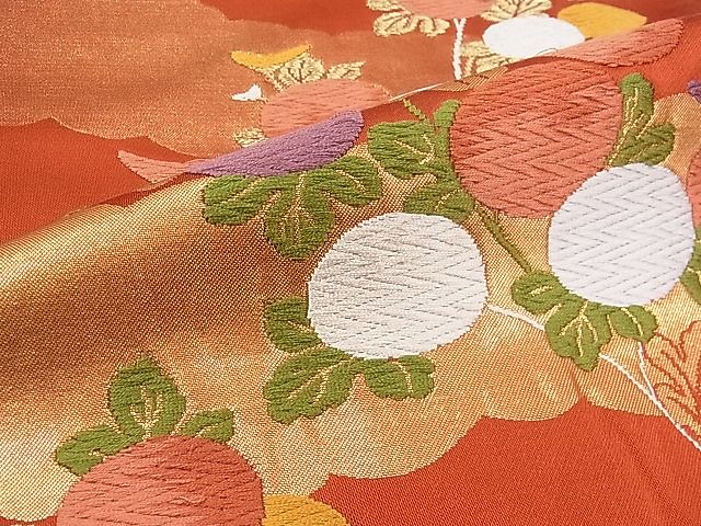 平和屋着物■九寸名古屋帯　唐織　万寿菊　金糸　逸品　kb2429