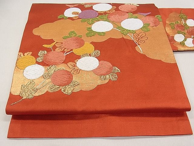 平和屋着物■九寸名古屋帯　唐織　万寿菊　金糸　逸品　kb2429