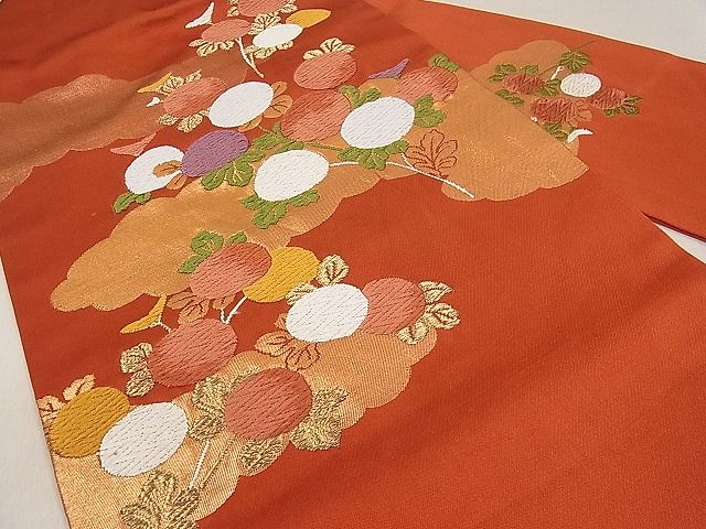 平和屋着物■九寸名古屋帯　唐織　万寿菊　金糸　逸品　kb2429