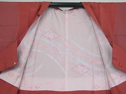 平和屋着物■道行コート　横段文　逸品　abc0057