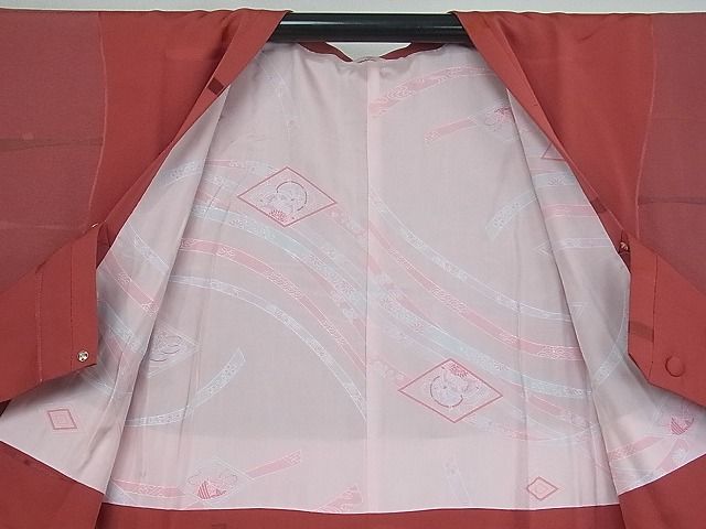 平和屋着物■道行コート　横段文　逸品　abc0057